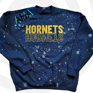 Mirrored Hornets Navy Bleached Crewneck Sweatshirt