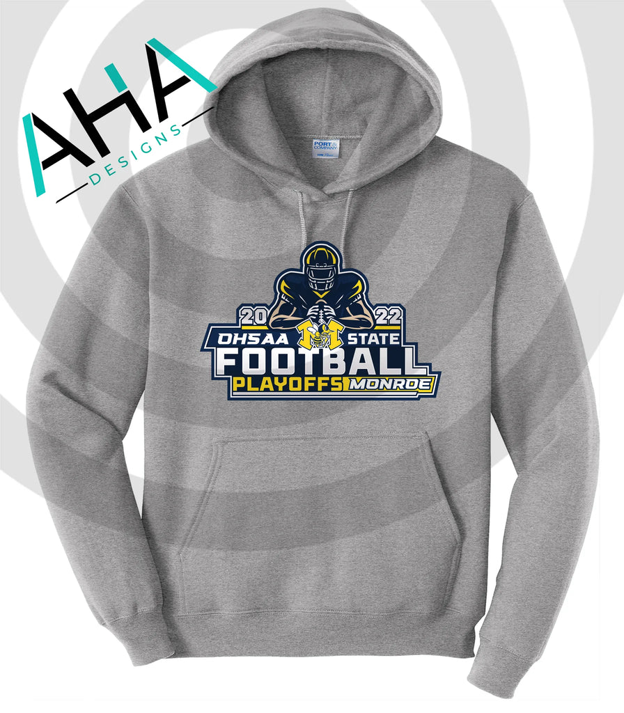 Monroe Hornets 2022 Football Playoffs T-shirt (Gray/White/Gold/Navy) – AHA  Designs LLC