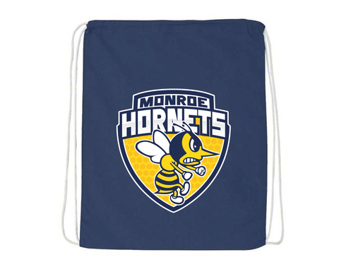 Monroe Hornets Shield Navy Drawstring Bag