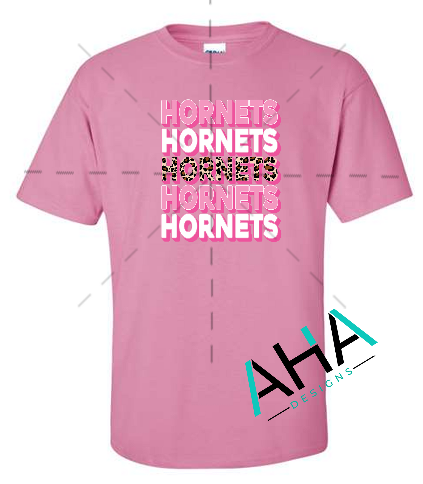 Pink Leopard Stacked Hornets T-shirt