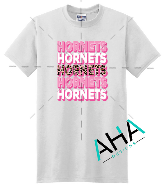 Pink Leopard Stacked Hornets T-shirt