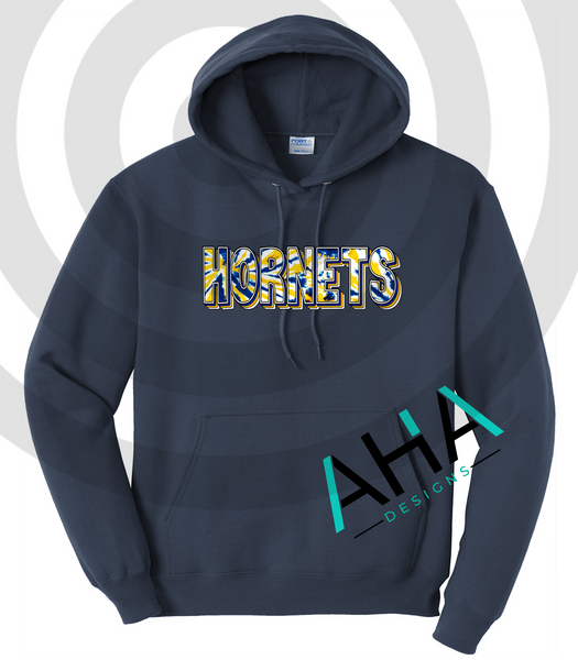 Tie Dye Hornets Hoodie (Navy/Gray/White/Gold)