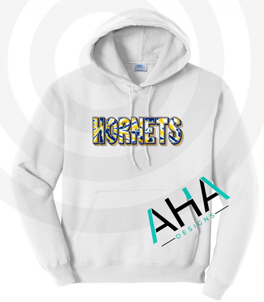 BLUE & GOLD DAY [PRE-ORDER] Tie Dye Hornets Hoodie (Navy/Gray/White/Gold)